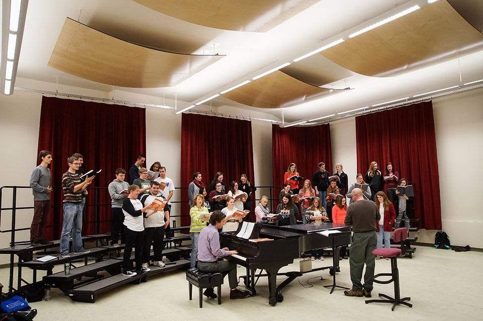 Choral class in new rehearsal space