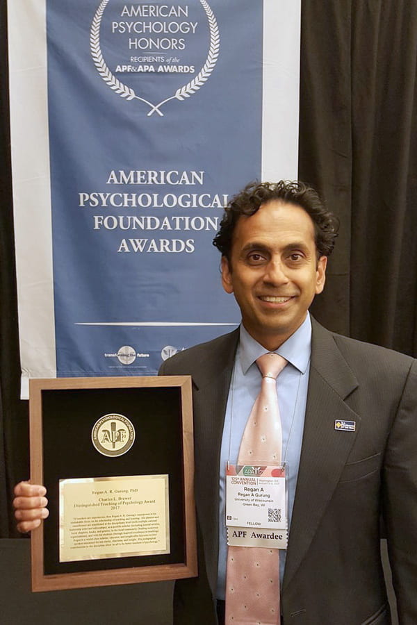 Prof. Gurung 2017 Charles L. Brewer Distinguished Teaching of Psychology Award, August 7, 2017 at the APA 125th Annual Convention