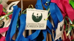 Book totes with UW-Green Bay tags