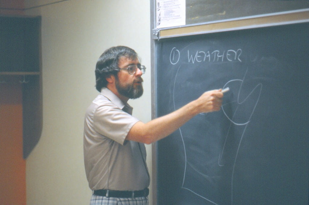 Joseph Moran at blackboard in 1982