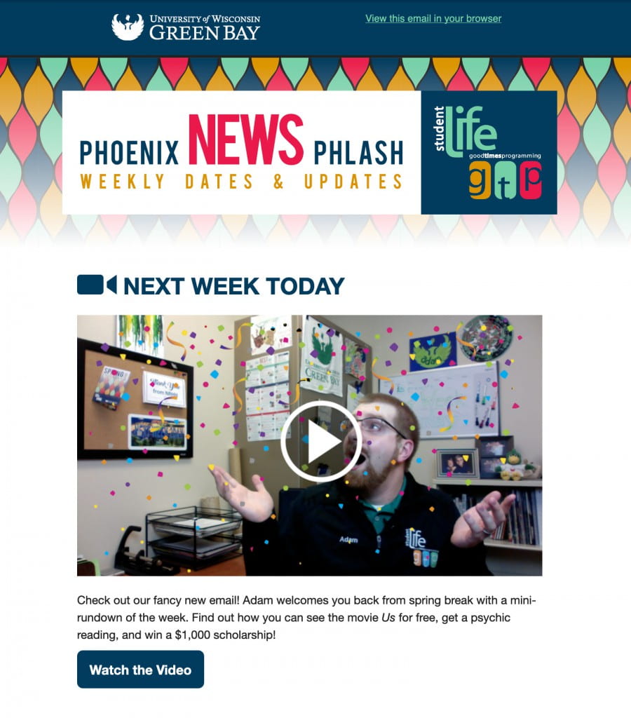 "Phoenix News Phlash" Campus Life Email