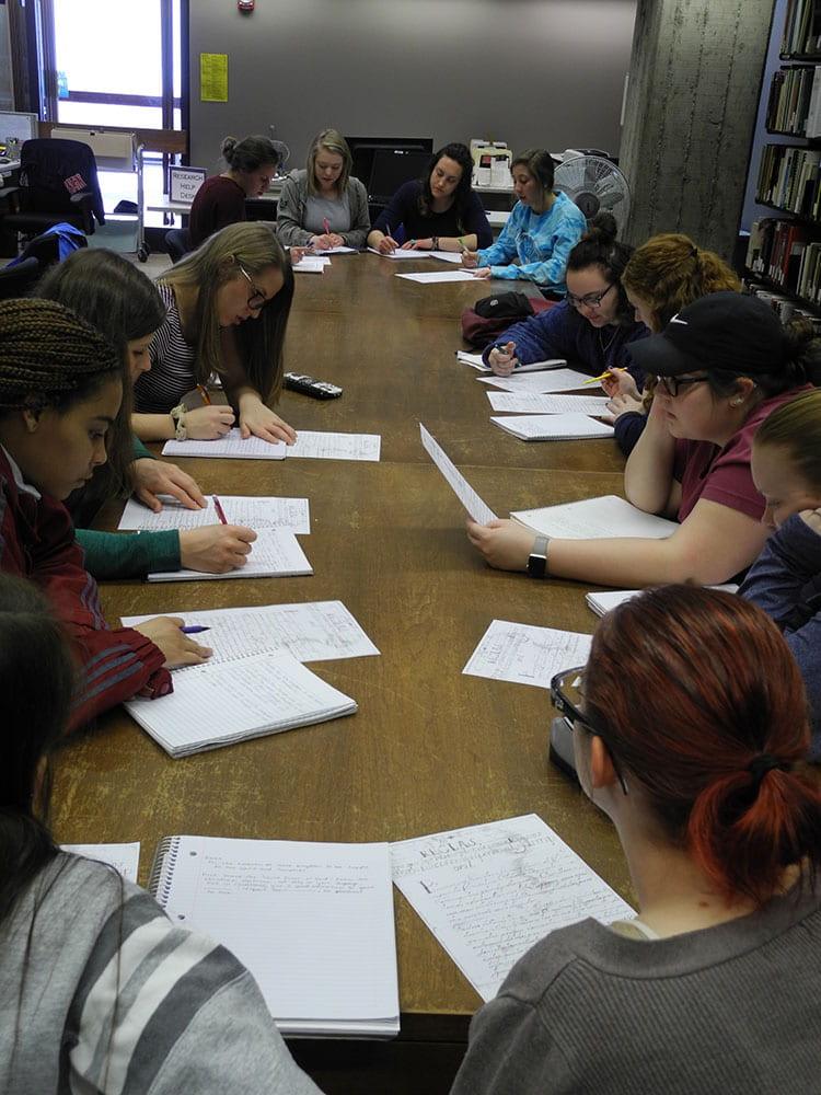 UW-Green Bay Spanish Language students transcribing archives