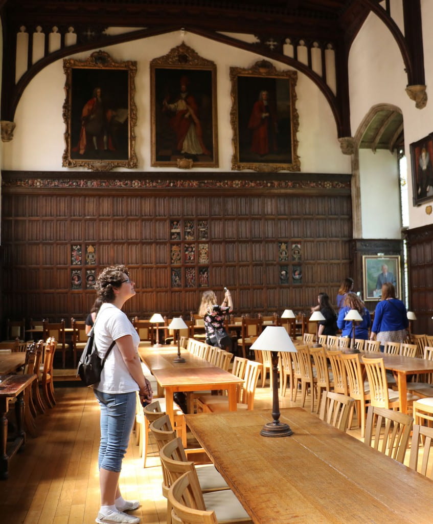 Keshena Hanson ’18 (English and Communication) in the dining hall of Magdalen College, Oxford.