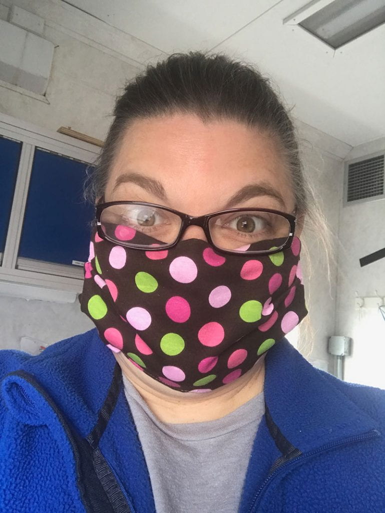 Jennie Morehead wearing a face mask