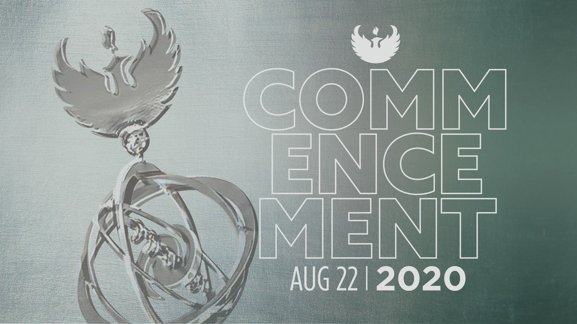 Graphic showing the UW-Green Bay phoenix and the words, "Commencement Aug 22, 2020."