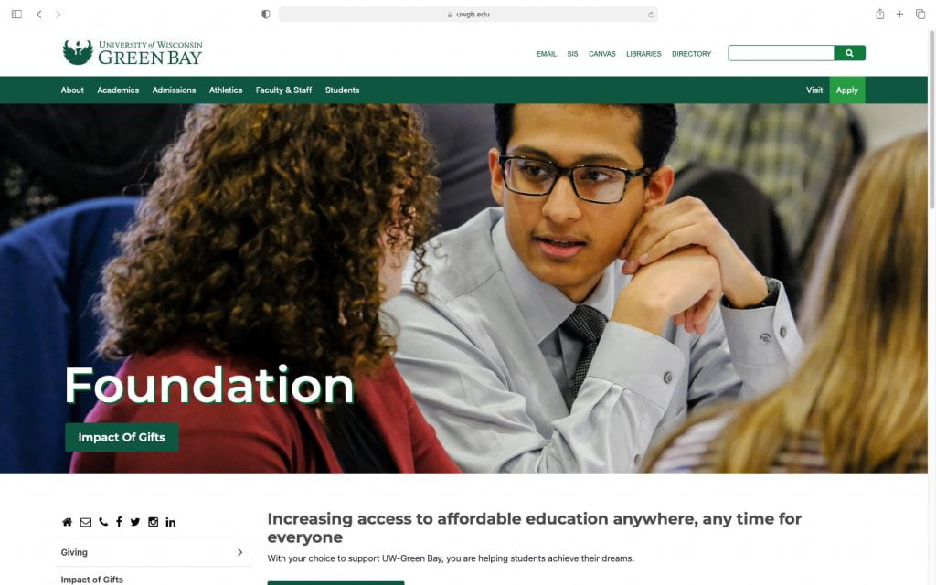 UWGB Foundation and Advancement Site Redesign