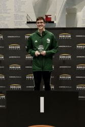Miles Rohrbaugh wins the Horizon League 1-meter diving competition
