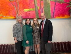 Keynote speaker Pam Roecker with co-directors Ally and Gabby, and Communication Chair Phil Clampitt