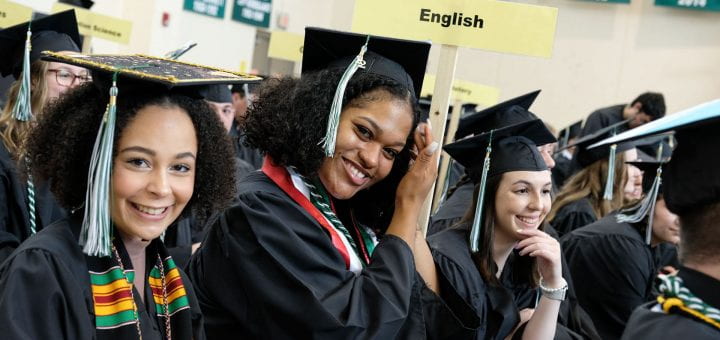 Graduates get ready for UW-Green Bay's Spring 2022 Commencement ceremony.